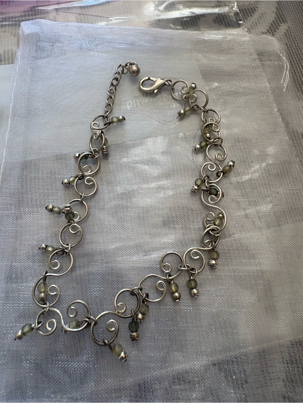 Delicate Silver-Tone Swirl Bead bracelet